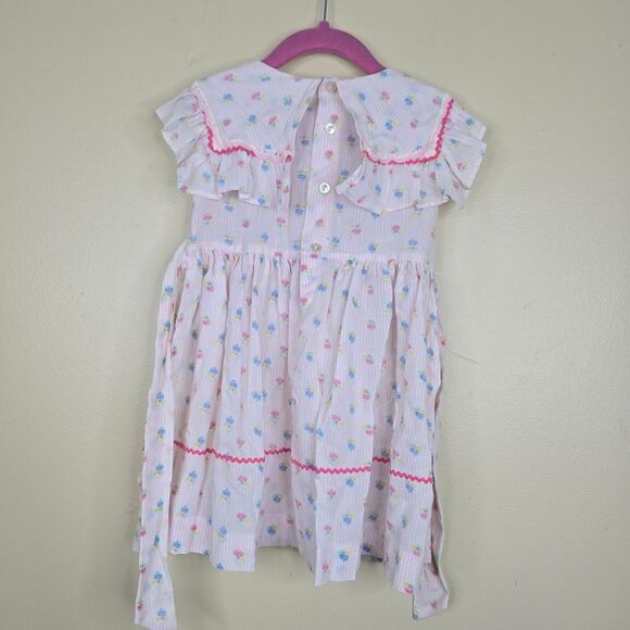 Vintage smocked floral dress size 1-2y - Picture 3 of 4